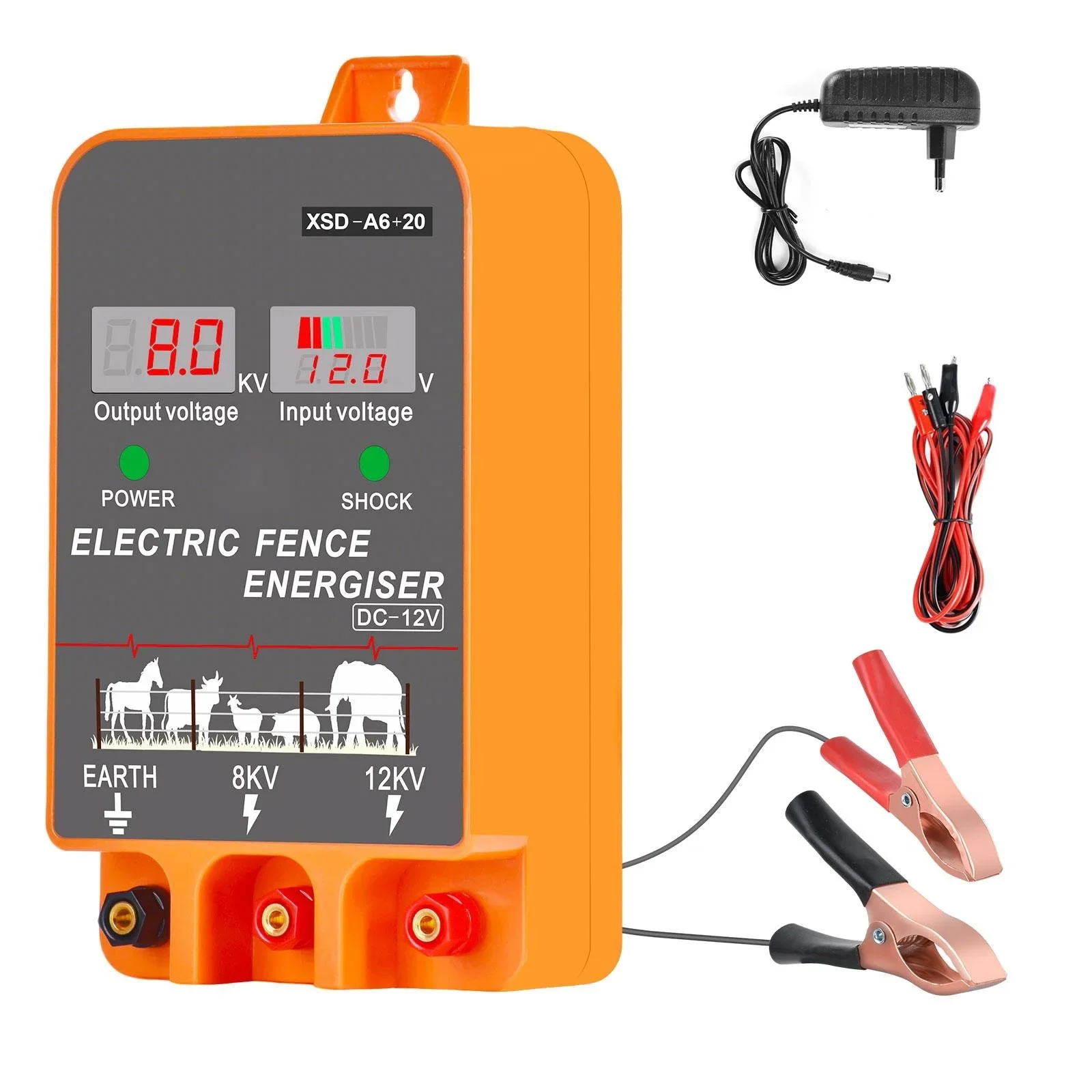 Livestock Fence Energizer 12V - 20KM Electric Fence Energizer 5.5 Joule