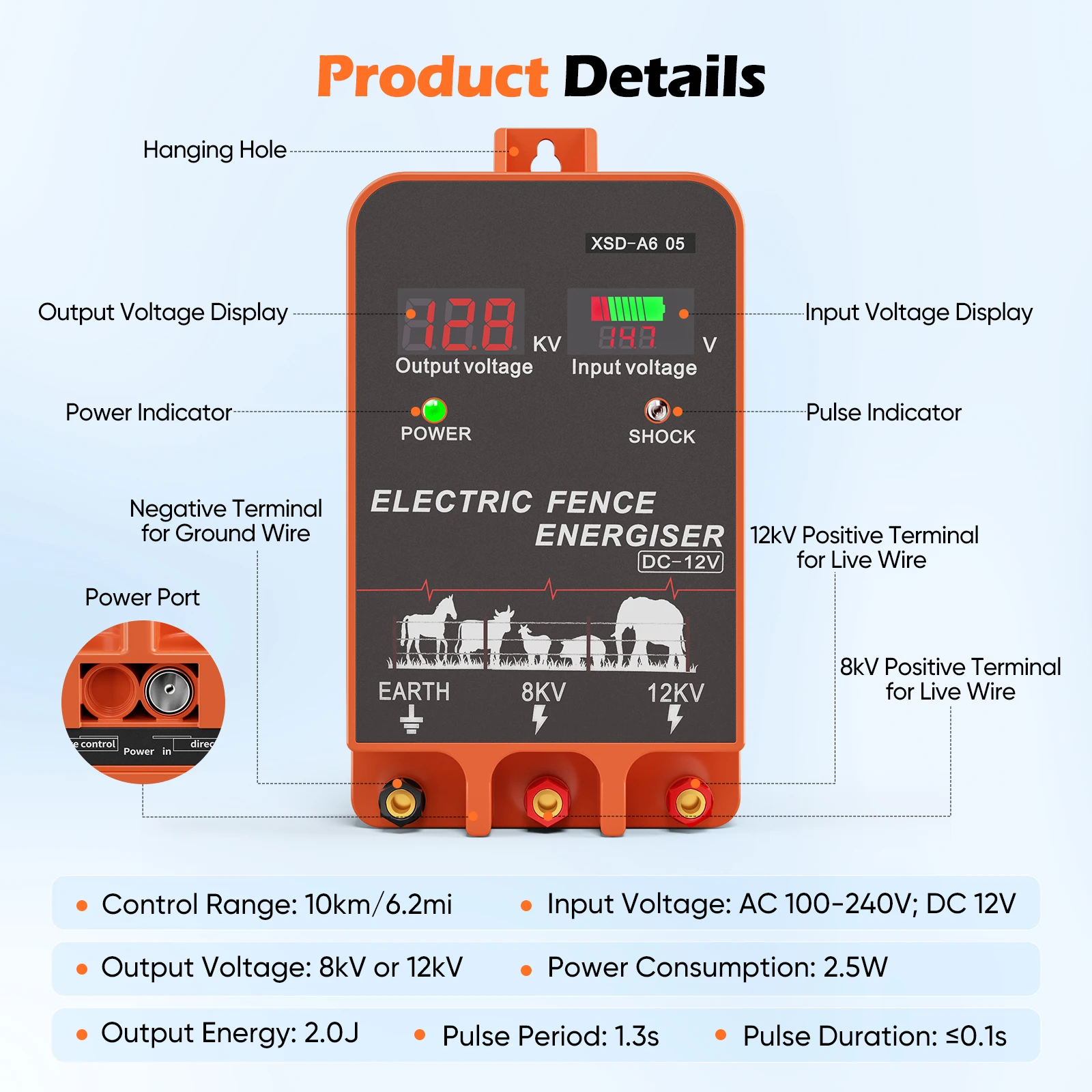 a*-5 KM Electric Fence Energiz - Livestock Fence Energizer 12V recension och pris
