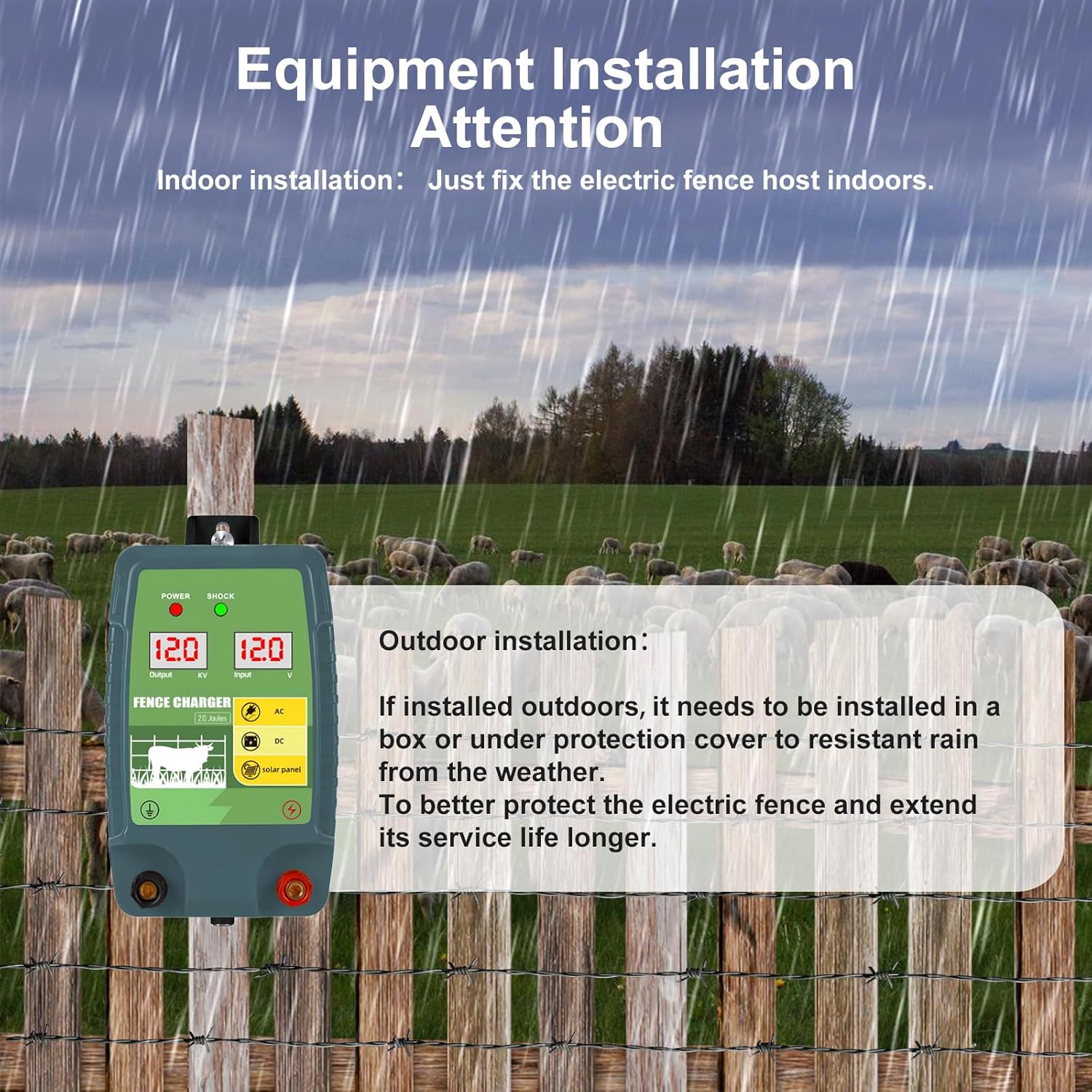 12KM High voltage Electric Fen - Livestock Fence Energizer 12V recension och pris
